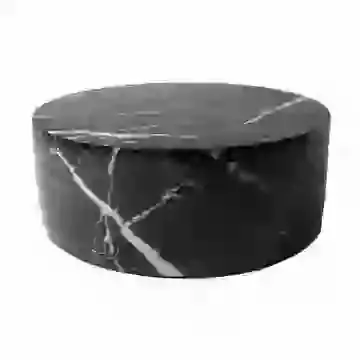 Elegant Black and White Marble Effect Round Drum Coffee Table